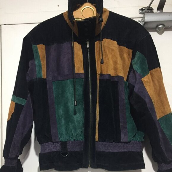 Jackets & Blazers - VINTAGE MASSIMO COLORBLOCK LEATHER JACKETS SIZE M